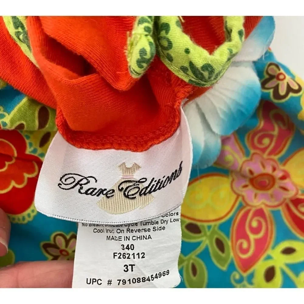Rare Editions Thanksgiving Dress Orange Gold Green 100% Cotton - Size 3T